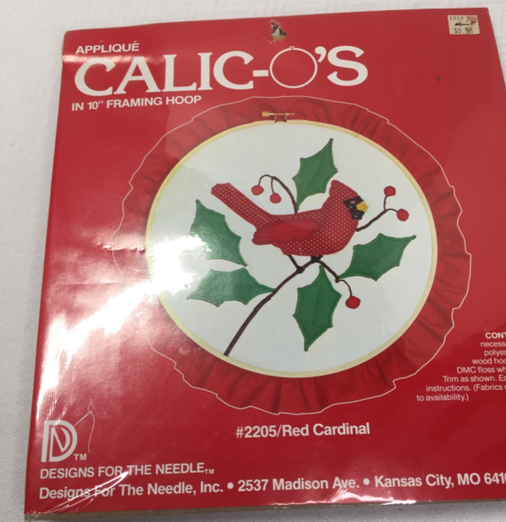 Calic-o’s 10” framing Hoop Kit 1982 #2205 Red Cardinal Appliqué Sealed